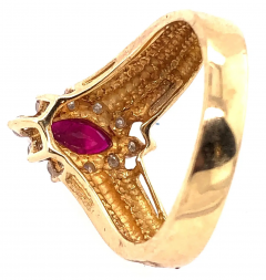 14 Karat Yellow and White Gold Ruby Ring with Diamond Accents 0 50 TDW - 2553859