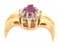 14 Karat Yellow and White Gold Ruby Ring with Diamond Accents 0 50 TDW - 2553891