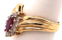 14 Karat Yellow and White Gold Ruby Ring with Diamond Accents 0 50 TDW - 2553893