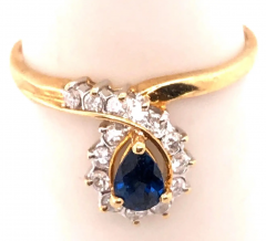 14 Karat Yellow and White Gold Sapphire and Diamond Halo Ring 70 00 TDW - 2553832