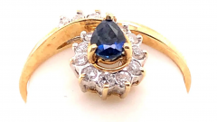 14 Karat Yellow and White Gold Sapphire and Diamond Halo Ring 70 00 TDW - 2553841