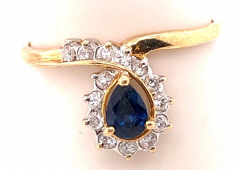 14 Karat Yellow and White Gold Sapphire and Diamond Halo Ring 70 00 TDW - 2553847