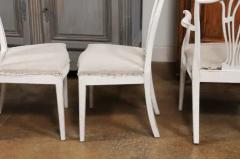 14 Swedish 1910s Painted Dining Chairs with Carved Splats and Tapered Legs - 3491275