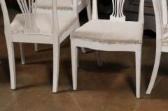 14 Swedish 1910s Painted Dining Chairs with Carved Splats and Tapered Legs - 3491280