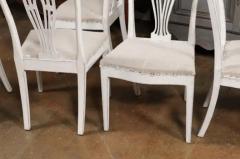 14 Swedish 1910s Painted Dining Chairs with Carved Splats and Tapered Legs - 3491287