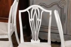 14 Swedish 1910s Painted Dining Chairs with Carved Splats and Tapered Legs - 3491303