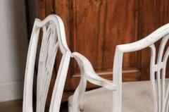 14 Swedish 1910s Painted Dining Chairs with Carved Splats and Tapered Legs - 3491364