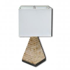 Karl Springer Travertine Pyramid Lamp c 1980 s - 18764