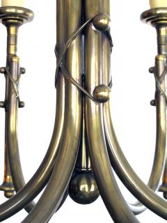 A Handsome and Large scaled English Neogothic Brass 6 light Chandelier c 1940 - 28848