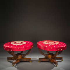 Pair Oval Double Curule Benches - 29119