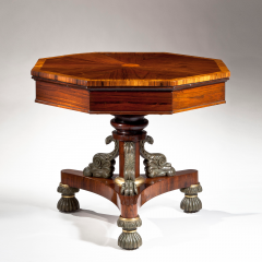 Rare Fine Rosewood Spalted Satinwood Faux Grained Octagonal Drum Table - 29972