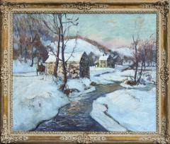 Walter Emerson Baum Oil on Canvas Winter Landscape Entitled Mill  - 6773