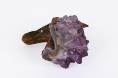 14K Gold Carved Jasper Bird on an Amethyst Rock Geode - 2592981