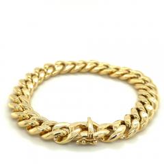 14K Gold Flat Cuban Link Chain Bracelet With Box Closure 11 15MM 9 Inch - 3589172