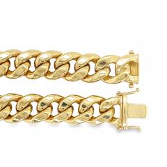 14K Gold Flat Cuban Link Chain Bracelet With Box Closure 11 15MM 9 Inch - 3589177