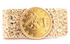 14K Gold Nugget Style 1897 20 Dollar Lady Liberty Coin Money Clip - 3505145