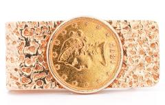 14K Gold Nugget Style 1897 20 Dollar Lady Liberty Coin Money Clip - 3505155