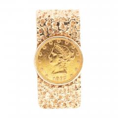 14K Gold Nugget Style 1897 20 Dollar Lady Liberty Coin Money Clip - 3570379