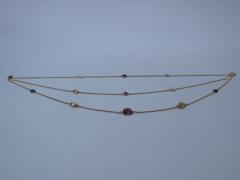 14K Gold Semi Precious Stones Chain Circa 1930 - 3748240