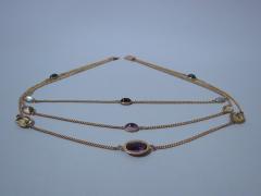 14K Gold Semi Precious Stones Chain Circa 1930 - 3748242