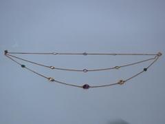 14K Gold Semi Precious Stones Chain Circa 1930 - 3748243