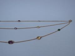 14K Gold Semi Precious Stones Chain Circa 1930 - 3748281