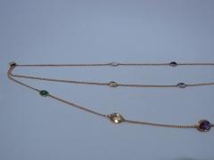 14K Gold Semi Precious Stones Chain Circa 1930 - 3748282