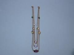 14K Gold Semi Precious Stones Chain Circa 1930 - 3748287