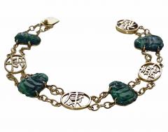 14K Jadeite Jade Buddha bracelet 14K C 1940  - 2206931