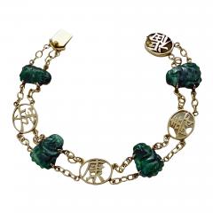 14K Jadeite Jade Buddha bracelet 14K C 1940  - 2213803