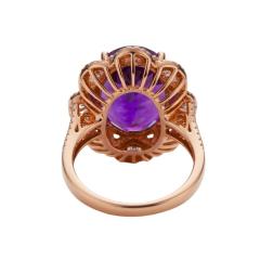 14K Rose Gold Amethyst Diamond Custom Ring - 4616910