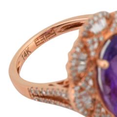14K Rose Gold Amethyst Diamond Custom Ring - 4616913
