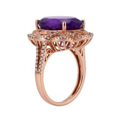 14K Rose Gold Amethyst Diamond Custom Ring - 4616914