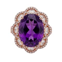 14K Rose Gold Amethyst Diamond Custom Ring - 4618759