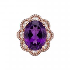 14K Rose Gold Amethyst Diamond Custom Ring - 4618765