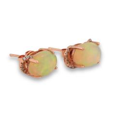 14K Rose Gold Ethiopian Opal Drop Earrings - 4738178