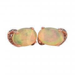 14K Rose Gold Ethiopian Opal Drop Earrings - 4738604
