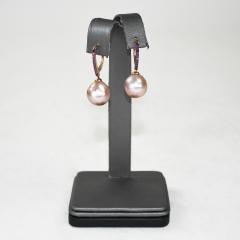 14K Rose Gold Pink Pearl Earrings 8 9g - 4738177