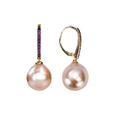 14K Rose Gold Pink Pearl Earrings 8 9g - 4738574