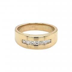 14K Solid Gold Channel Set Single Line Round Cut Diamond 6 5MM Band Ring - 3610547