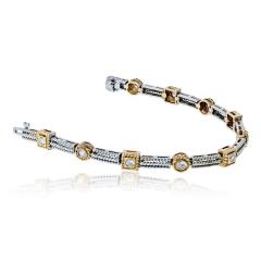 14K Two Tone Two Tone 1 06cttw Round Diamond Bracelet - 4511033