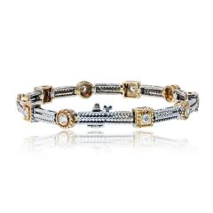 14K Two Tone Two Tone 1 06cttw Round Diamond Bracelet - 4511034