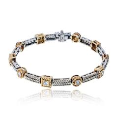 14K Two Tone Two Tone 1 06cttw Round Diamond Bracelet - 4511035