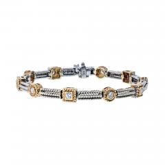 14K Two Tone Two Tone 1 06cttw Round Diamond Bracelet - 4512193