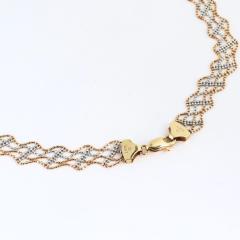 14K Two Tone Yellow White Gold Beaded Necklace - 4715084