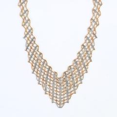 14K Two Tone Yellow White Gold Beaded Necklace - 4715085