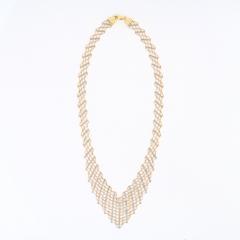 14K Two Tone Yellow White Gold Beaded Necklace - 4716689