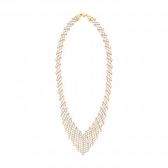 14K Two Tone Yellow White Gold Beaded Necklace - 4716701