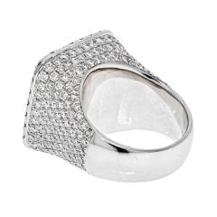 14K WHITE GOLD 11 CARAT ROUND AND SQUARE CUT CLUSTER DIAMOND MENS RING - 2562786