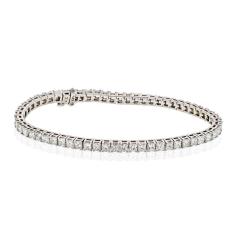 14K WHITE GOLD 7 00 CARAT PRINCESS CUT DIAMOND TENNIS BRACELET - 2512489